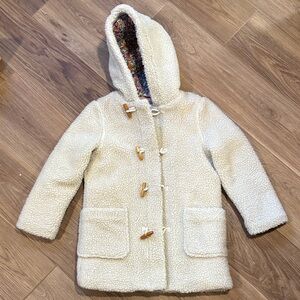 Boden girls Sherpa Hooded Toggle Coat